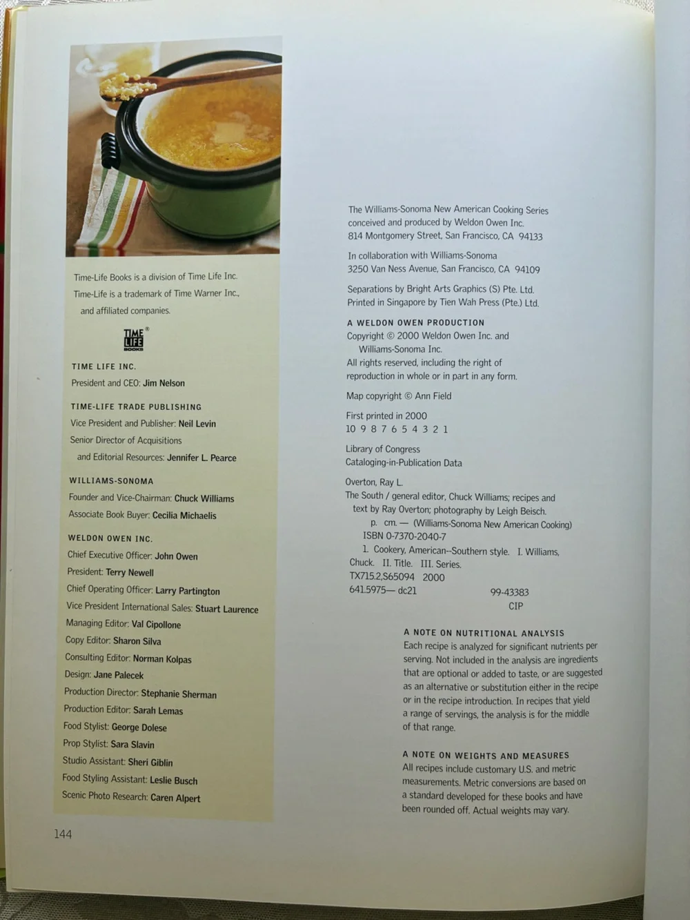 Williams-Sonoma The South New American Cooking Series Hardcover Cookbook